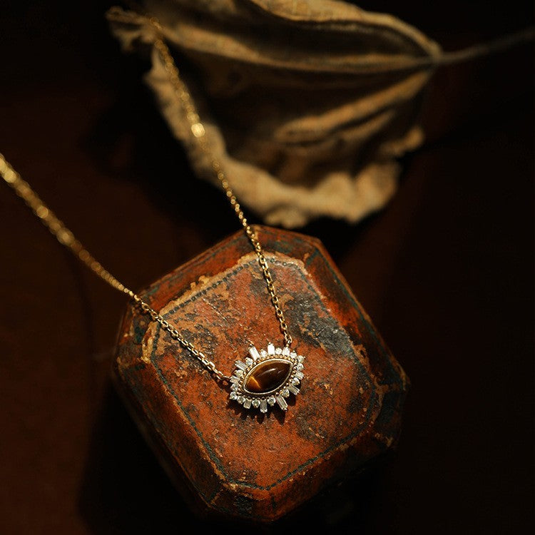 Gold Plated Clavicle Necklace Pendant In Sterling Silver