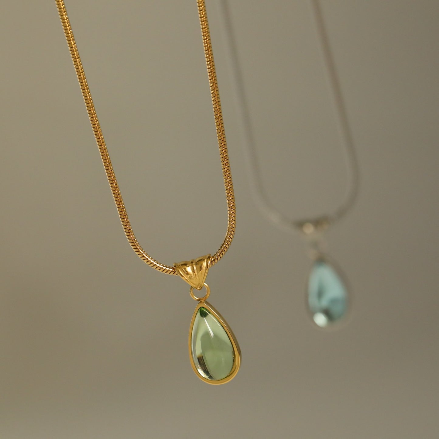 Titanium Steel High Color Retention Minimalistic Water Drops Necklace