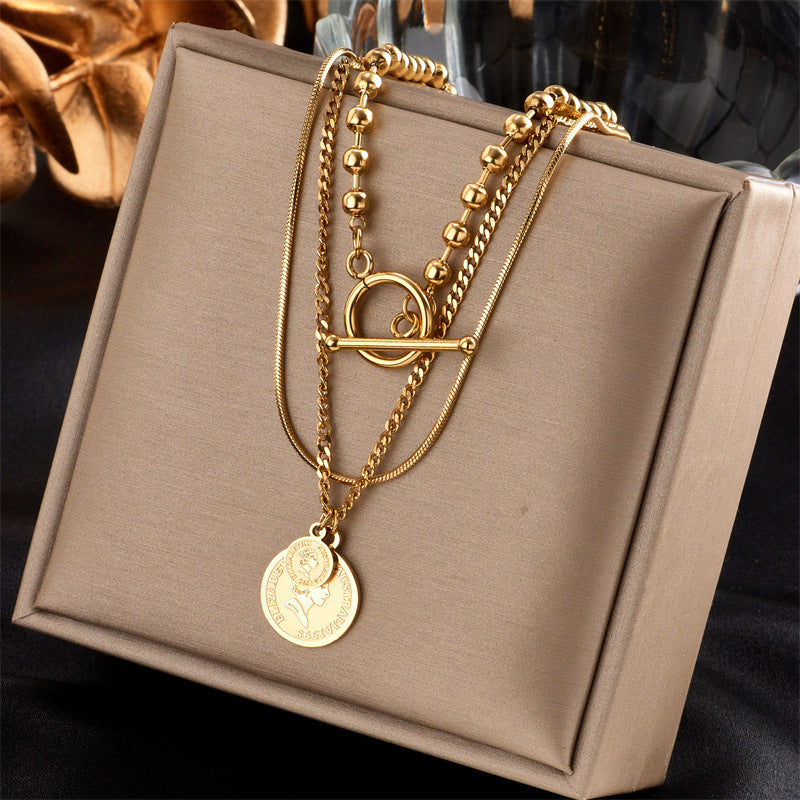 High-end Love Pearl Pendant Multi-layer Chain Necklace