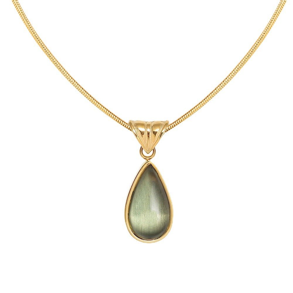 Titanium Steel High Color Retention Minimalistic Water Drops Necklace