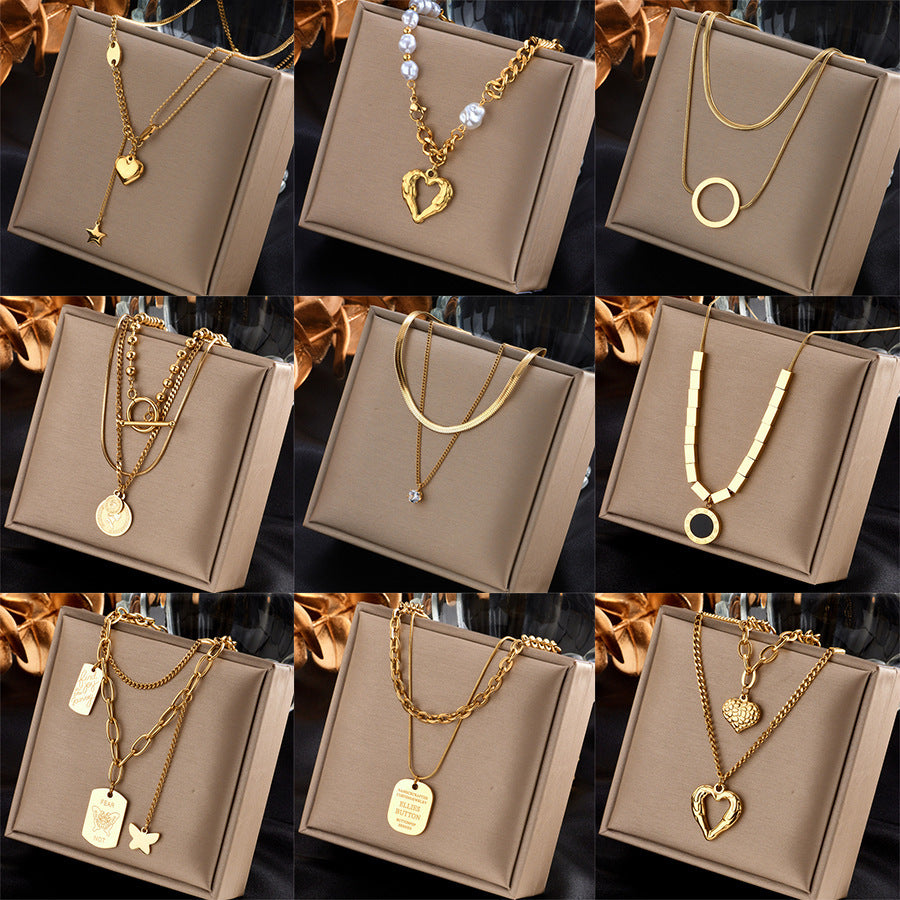 High-end Love Pearl Pendant Multi-layer Chain Necklace