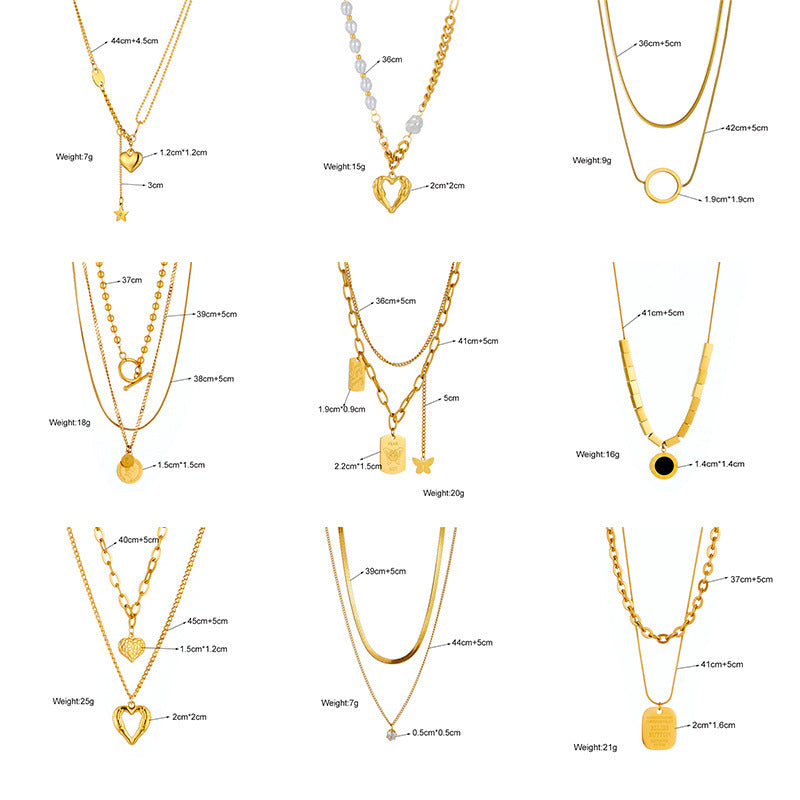High-end Love Pearl Pendant Multi-layer Chain Necklace