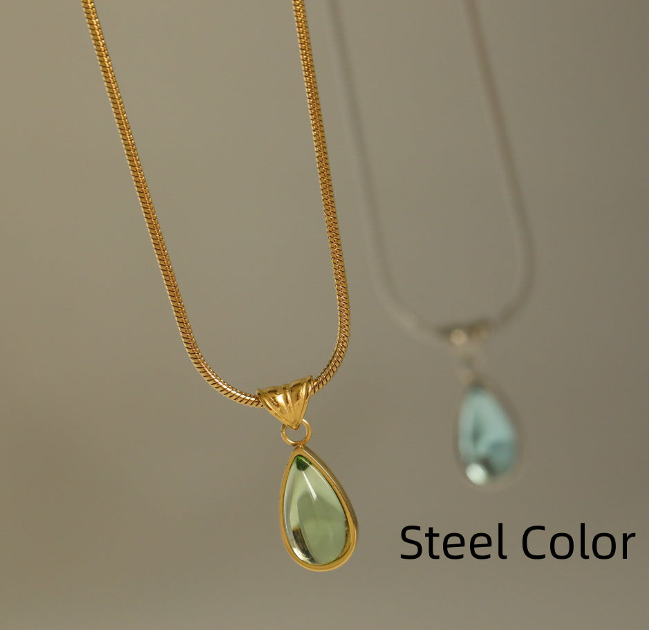 Titanium Steel High Color Retention Minimalistic Water Drops Necklace